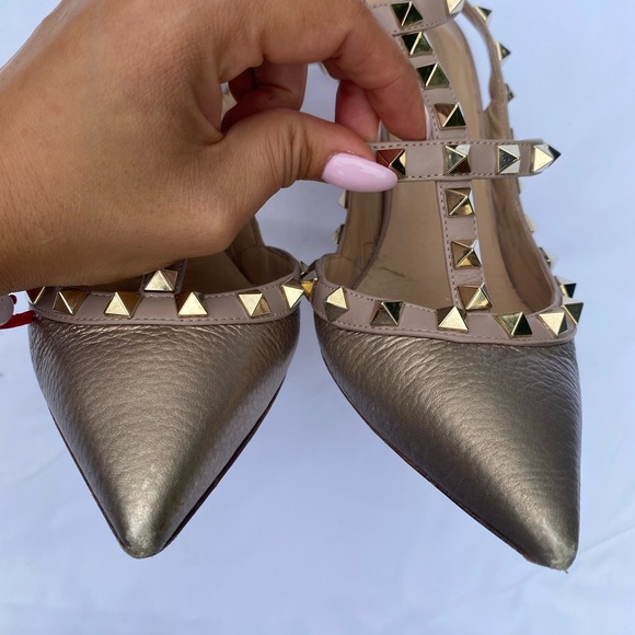 AUTHENTIC PRELOVED VALENTINO ROCKSTUD METALLIC ANKLE STRAP PUMP 100 MM - Picture 7 of 7